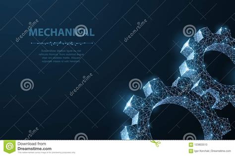 Gears Abstract Vector Wireframe Two Gear 3d Modern Illustration On