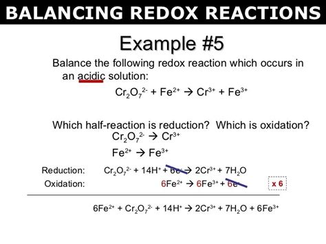 Balancing Redox Reactions Examples