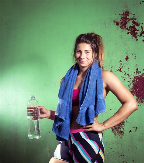 Girl Drinking Water After Gym Training Stock Photo Image Of Sitting