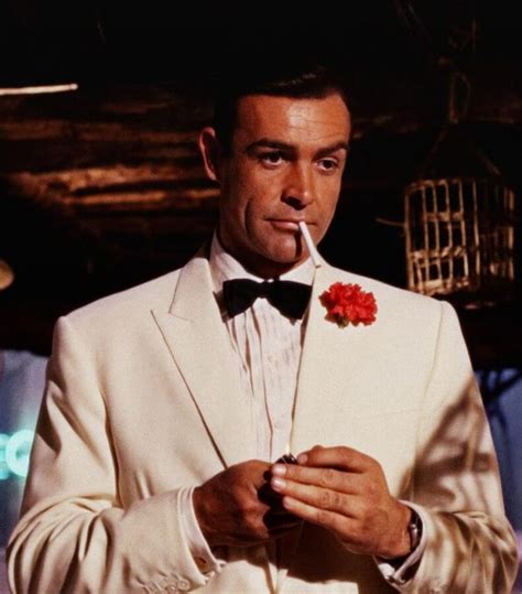 Sean Connery As James Bond Wearing A White Dinner Jacket With A Red