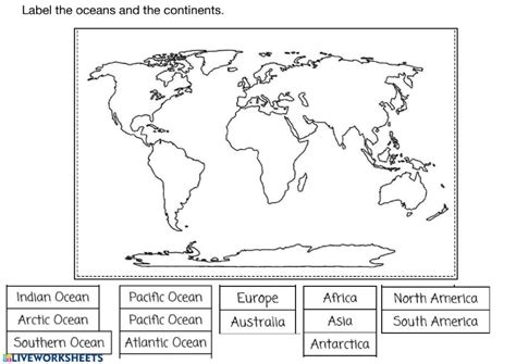 Continents And Oceans Activity