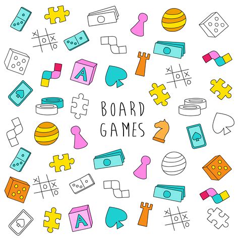 Board Games Text Banner Colorful Cartoon Style Vector Illustration