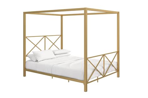Bedframes have at least two long rails that run from the head to the foot of the bed. DHP Rosedale Metal Canopy Bed, Queen Size, Gold - Walmart.com