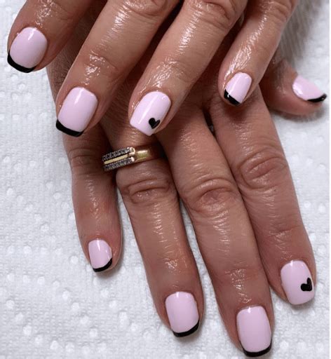 Black And Light Pink Nails