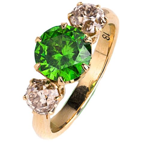 Russian Demantoid Garnet And Diamond 18 Karat Gold Ring At 1stdibs Russian Demantoid Garnet Ring