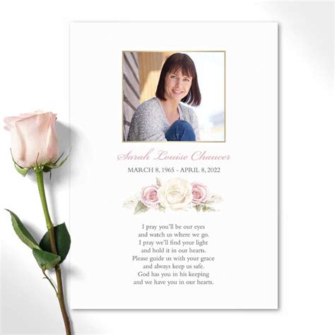 Funeral Tribute Guest Keepsake Photo Poem Cards Printed Mass Card