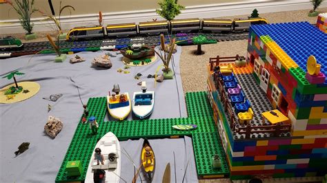 Lego Train Track Setup Around A Lake Youtube