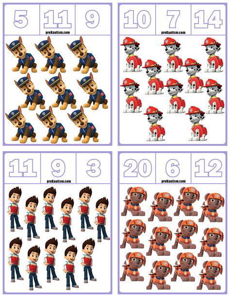 Free Paw Patrol Number Clip Cards Numbers 1 20 Math Activities