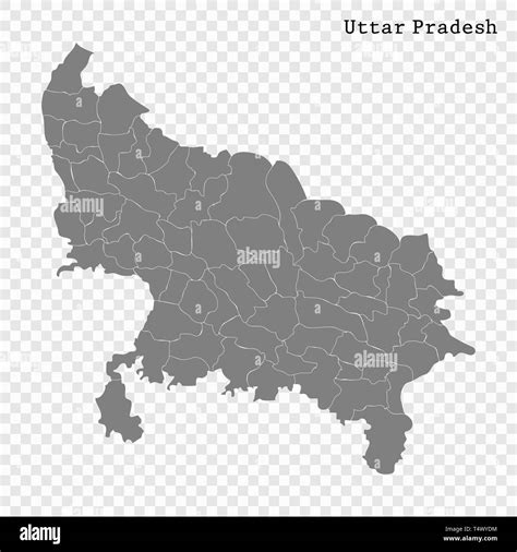 High Quality Map Of Uttar Pradesh Is A State Of India With Borders Of