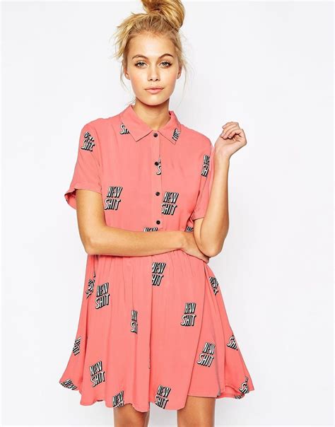 Lazy Oaf Shirt Dress With New Print At Dresses Shirt Dress Outfit Combinations