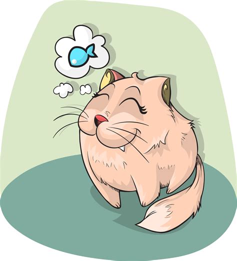 Hungry Cat Dreaming About Fish Clipart Free Image Download