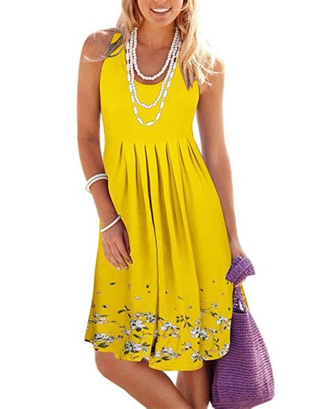 Summer Casual Loose Print Pleated Sleeveless Vest Dresses 95 Rayon And
