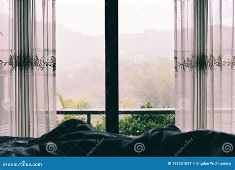 Window View Nature Green Mountain In The Bed At Bedroom Morning And