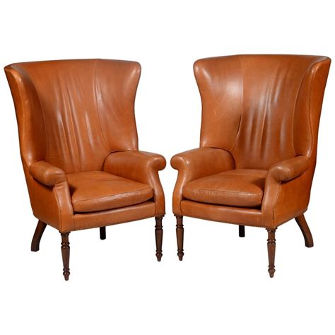 Hot sale living room furniture fauteuil modern leisure wing back wingback chair fabric sofa chair. Pair of Classic High Back Saddle Leather Wing Back ...