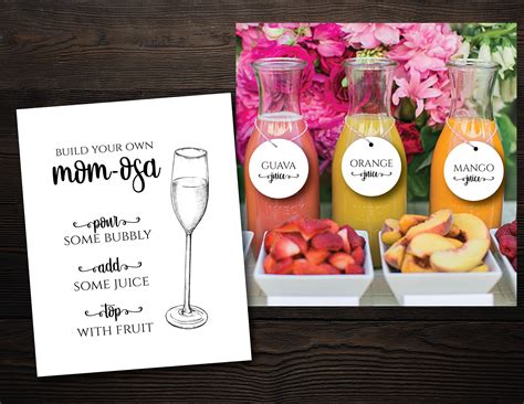 Mom Osa Bar Baby Shower Mimosa Bar Sign And Editable Tags Etsy