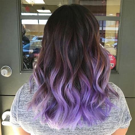 Dark Brown To Purple Grey Shirt Blonde Ombre Hair Medium Curly Ombre