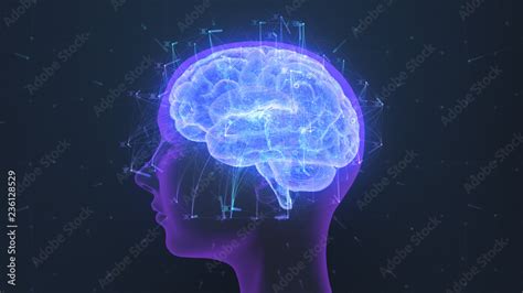 3d Render Of A Holographic Digital Style Human Brain Conveying The Idea