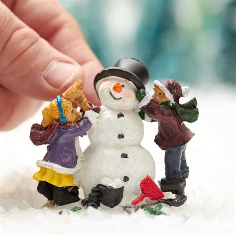 Miniature Snowman And Kids Christmas Figurine On Sale Seasonal