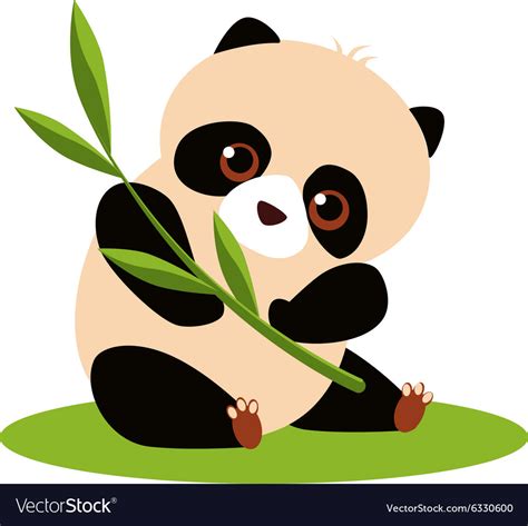 Cute Panda Eating Bamboo Royalty Free Vector Image