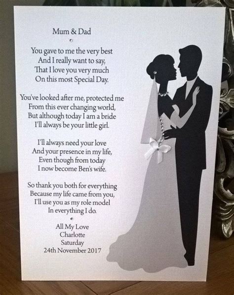 Handmade A Personalised Wedding Parents Thank You Card From Bride Only Home Furniture