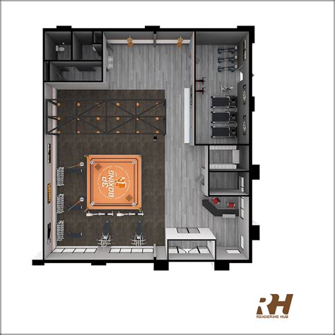 Its A 3d Rendering Plan Of A Commercial Boxing Gym Floor