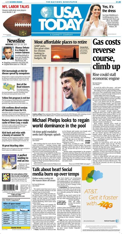 Newspaper Usa Today Usa Newspapers In Usa Fridays Edition July 22