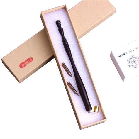 Wooden Dip Fountain Pen Handle Nib Holder 2 Flat Nibs Kit G Ef Ink