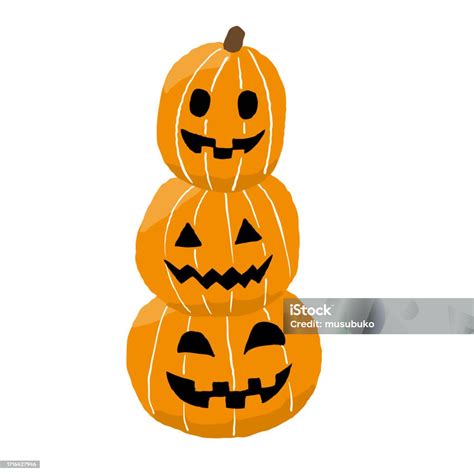 Three Stacked Halloween Pumpkins Stock Illustration Download Image