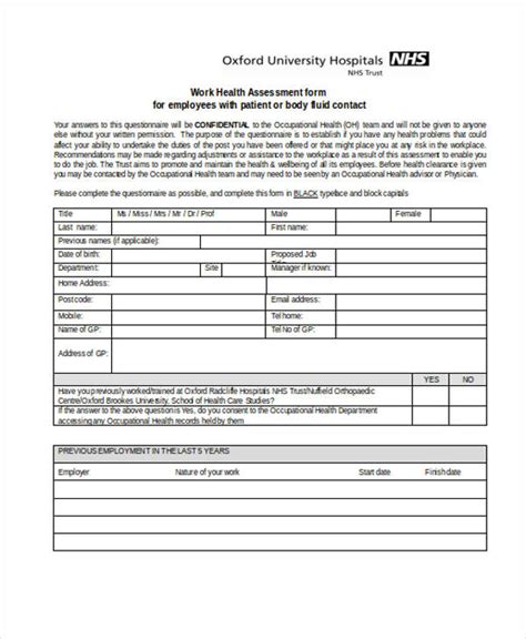 Free Sample Health Assessment Forms In Pdf Ms Word Hot Sex Picture