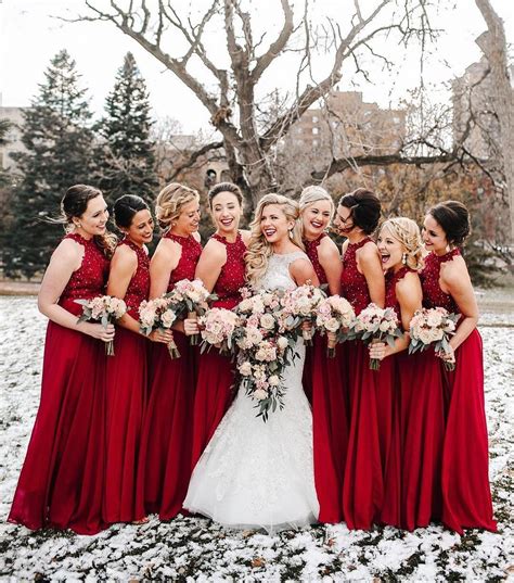 Deep Red Bridesmaid Dresses Make A Winter Wedding Oh So Festive ️