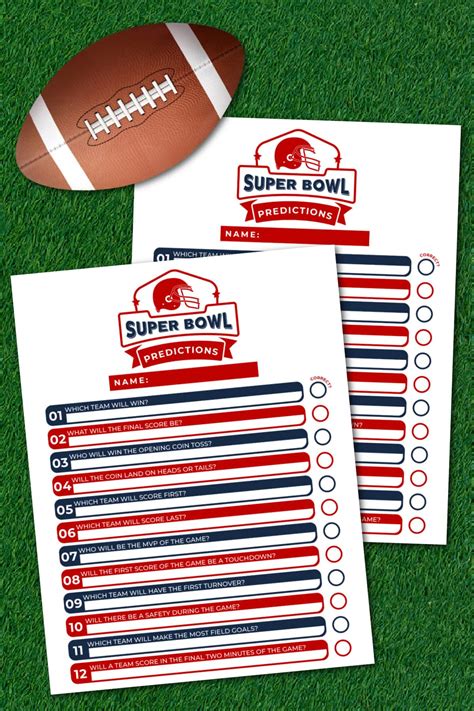 Super Bowl Predictions Game Free Printable Fun Money Mom