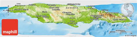 Physical Panoramic Map Of Jamaica