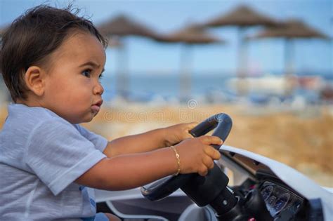 Child Driving Car By Beach Stock Image Image Of Small 99509745