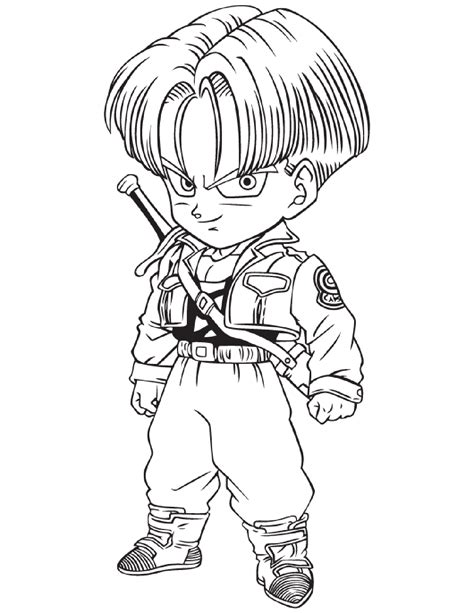 Free dragon ball z coloring page to print and color for kids. Ttrunks Kid - Dragon Ball Z Kids Coloring Pages