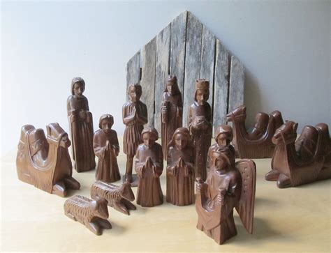 Wood Nativity Set Hand Carved Wooden Nativity Figurines Nativity Set