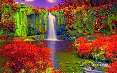 ♥pt♥ 139 Colorful Waterfalls Colorful Waterfall Wallpaper Waterfall