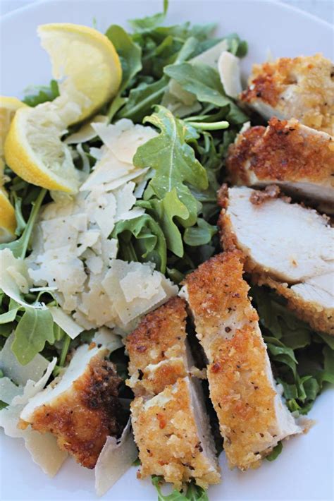 Smoked almond and herbed goat cheese stuffed chicken breast with roasted potatoes and chicken breasts, olive oil, salt, pepper, paprika, provolone cheese and 3 more. Panko Lemon Chicken with Lemon Arugula Salad | Recipe ...