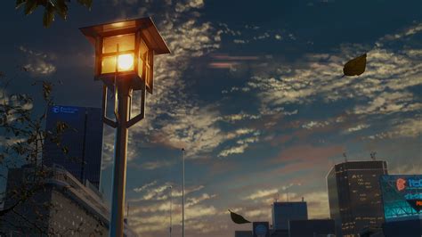 Wallpaper Anime Landscape Sky Clouds Urban City 2048x1152