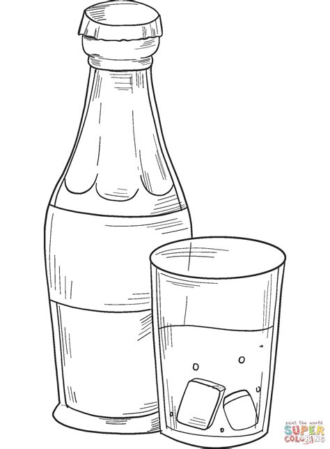 Soda Bottle And Glass Coloring Page Free Printable Coloring Pages