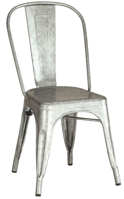 Oswego Industrial Metal Chair In Galvanized Finish Set Of 4