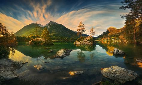 Wallpaper Hintersee Germany Landscape Forest Trees Mountains