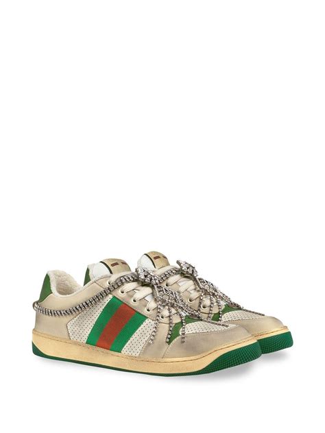 Gucci Screener Sneaker With Crystals Farfetch
