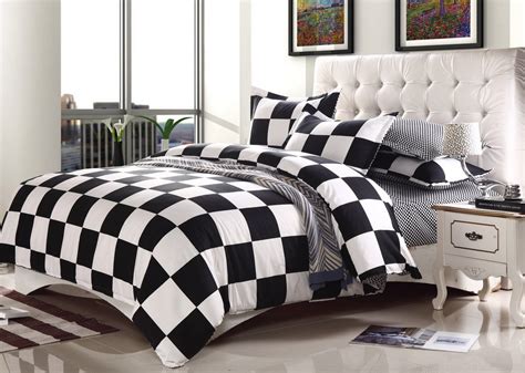A black bed has a frame that is black in colour. Total Fab: Black and White Checkered Comforters & Bedding Sets