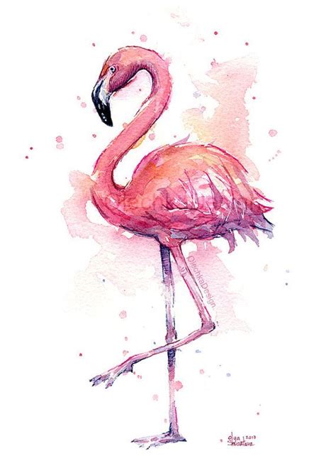 Pink Flamingo Watercolor Painting Flamingo Art Print Pink Etsy