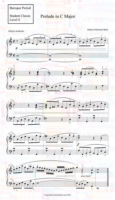 Bach Prelude In C Major Piano Sheet Music