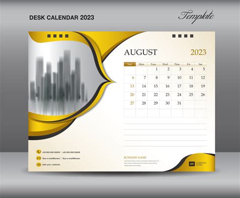 Calendar 2023 Template On Gold Backgrounds Luxurious Concept August