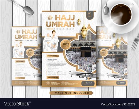 White Gold Luxury Hajj Umrah Flyer Template Vector Image