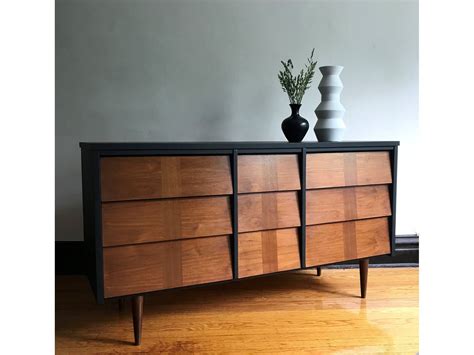 Matte Black And Wood Mid Century Modern Dresser Mid Century Modern