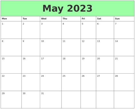 May 2023 Printable Calendars