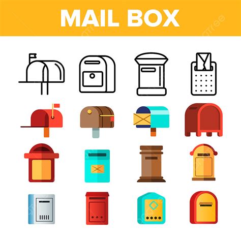 Gambar Ikon Kotak Surat Pos Linear Dan Datar Ditetapkan Surat Kotak